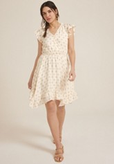Smocked Bubble Sleeve Skater Dress