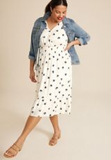 Plus Size Flutter Sleeve V Neck Midi Dress, C2380, small