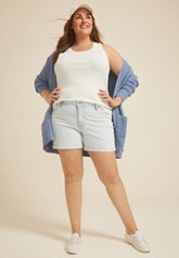 Plus Size KanCan™ Mid Rise Fray Hem 8in Bermuda Short