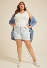 Plus Size m jeans by maurices&trade; Striped High Rise 5in Short, , small