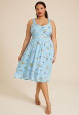 Plus Size Bare Floral Midi Dress, C5030, small