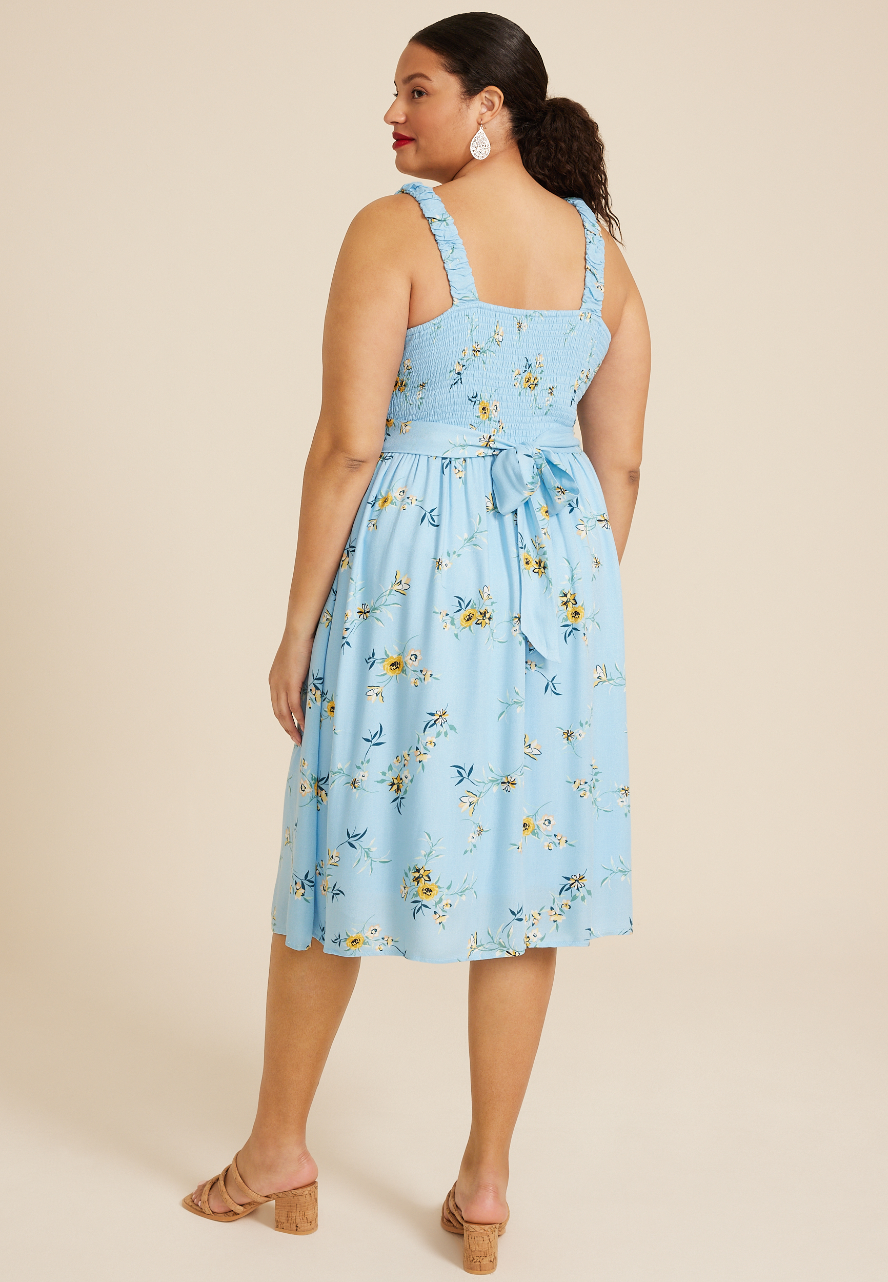 Plus Size Bare Floral Midi Dress, C5030, large