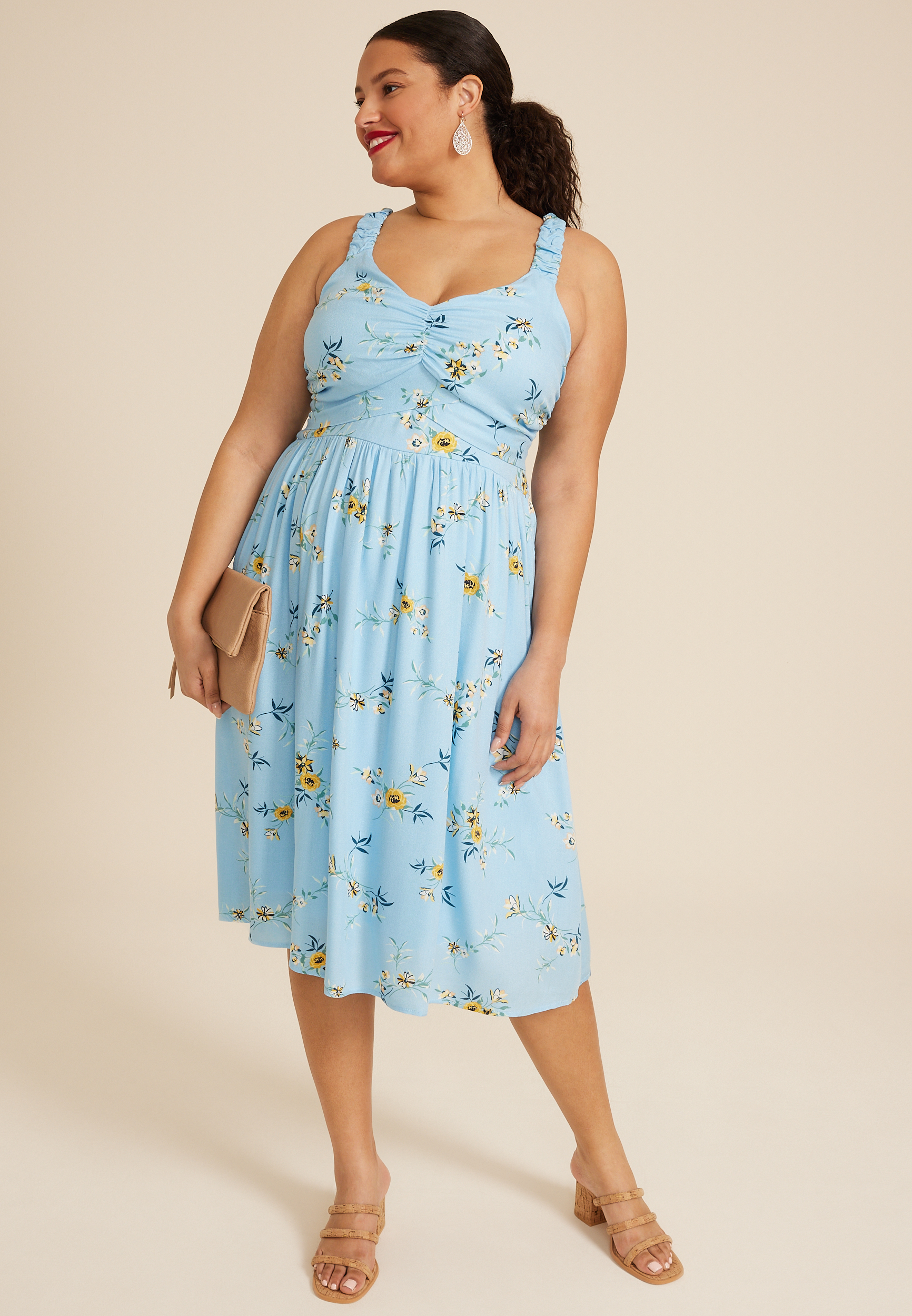 Plus Size Bare Floral Midi Dress, C5030, large