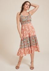 Bare Floral Patchwork Midi Dress, MULTI COMBO, small