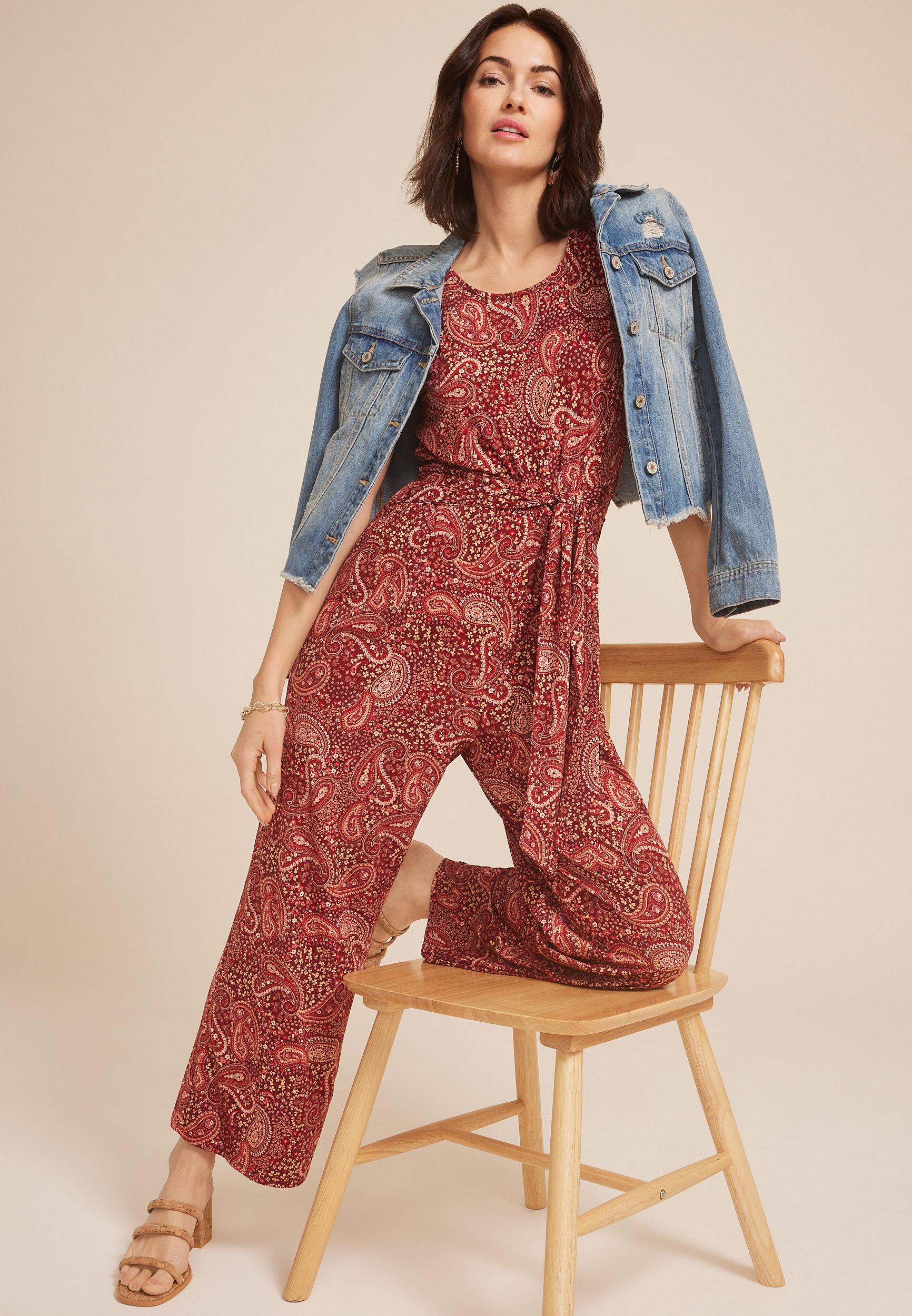 24/7 Bare Cropped Tie Front Jumpsuit