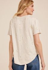 24/7 Floral V Neck Tee, OATMEAL COMBO, small