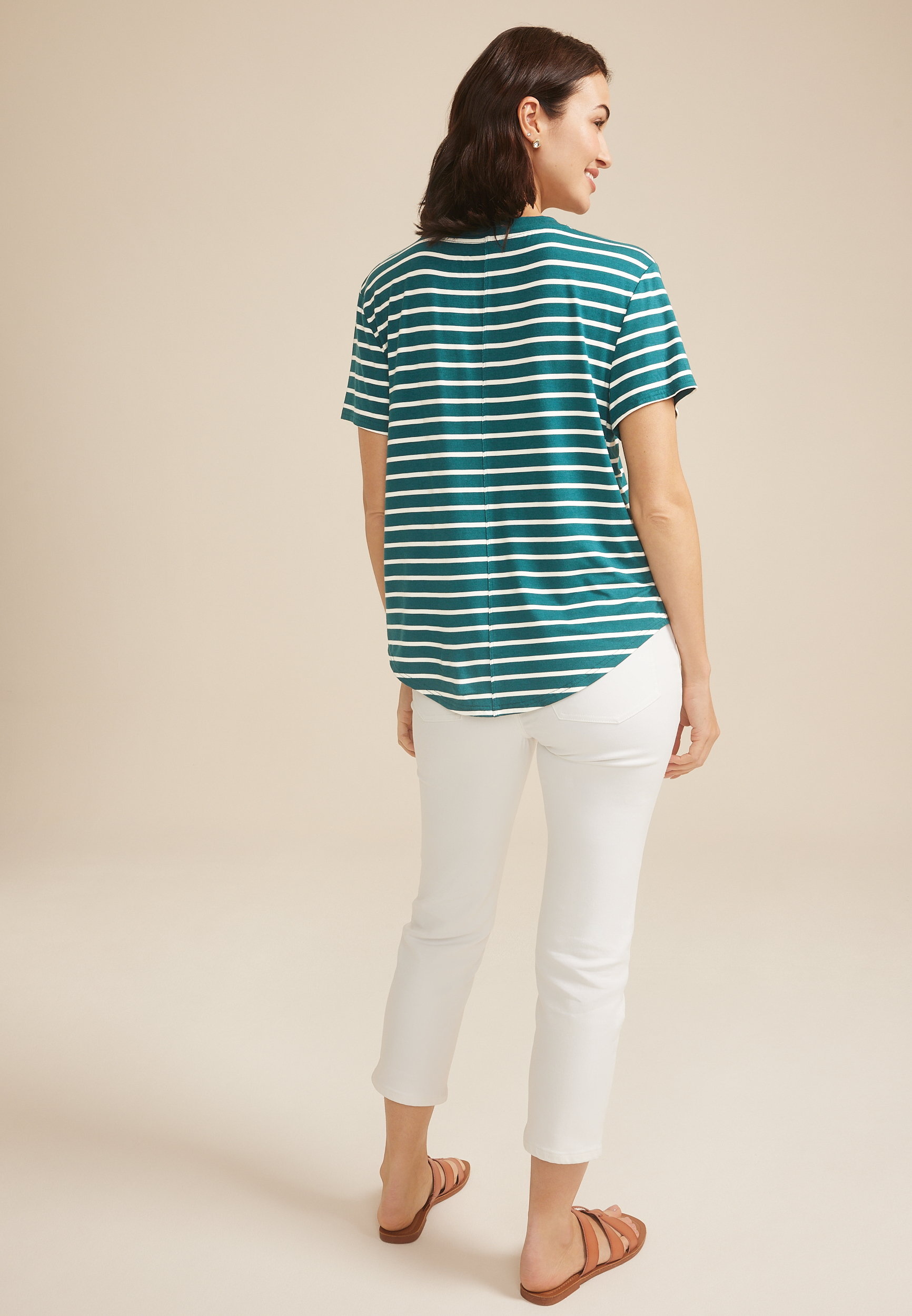 24/7 Striped V Neck Tee, C9887, large