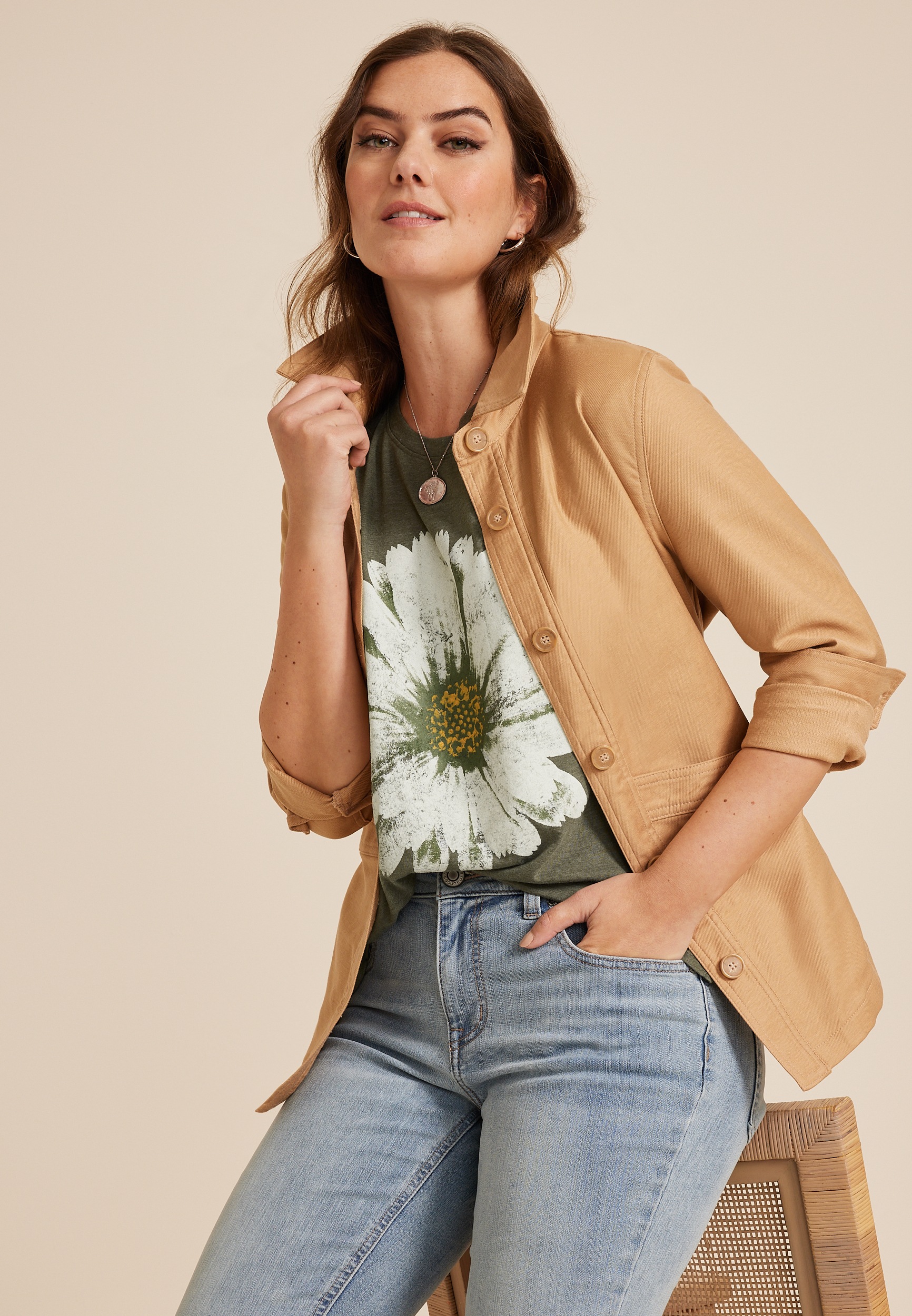 Daisy Relaxed Fit Graphic Tee, ULTIMATE OLIVE, large