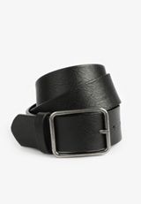 Square Buckle Belt, BLACK, small