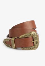 Western Buckle Belt, BROWN, small