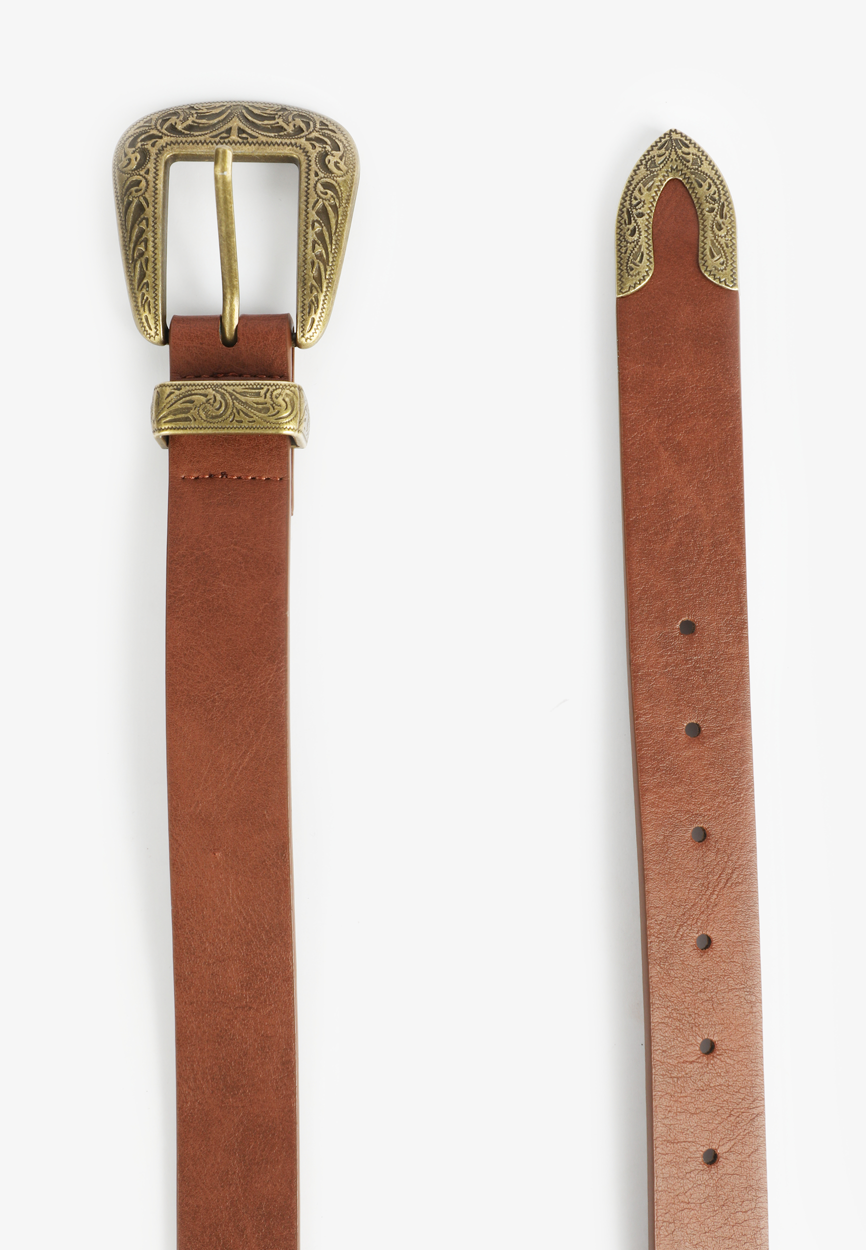 Western Buckle Belt, BROWN, large
