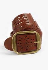 Plus Size Perforated Wide Belt, , small