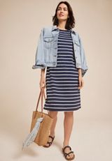 24/7 Crew Neck T Shirt Dress, BLUE JASMINE COMBO, small