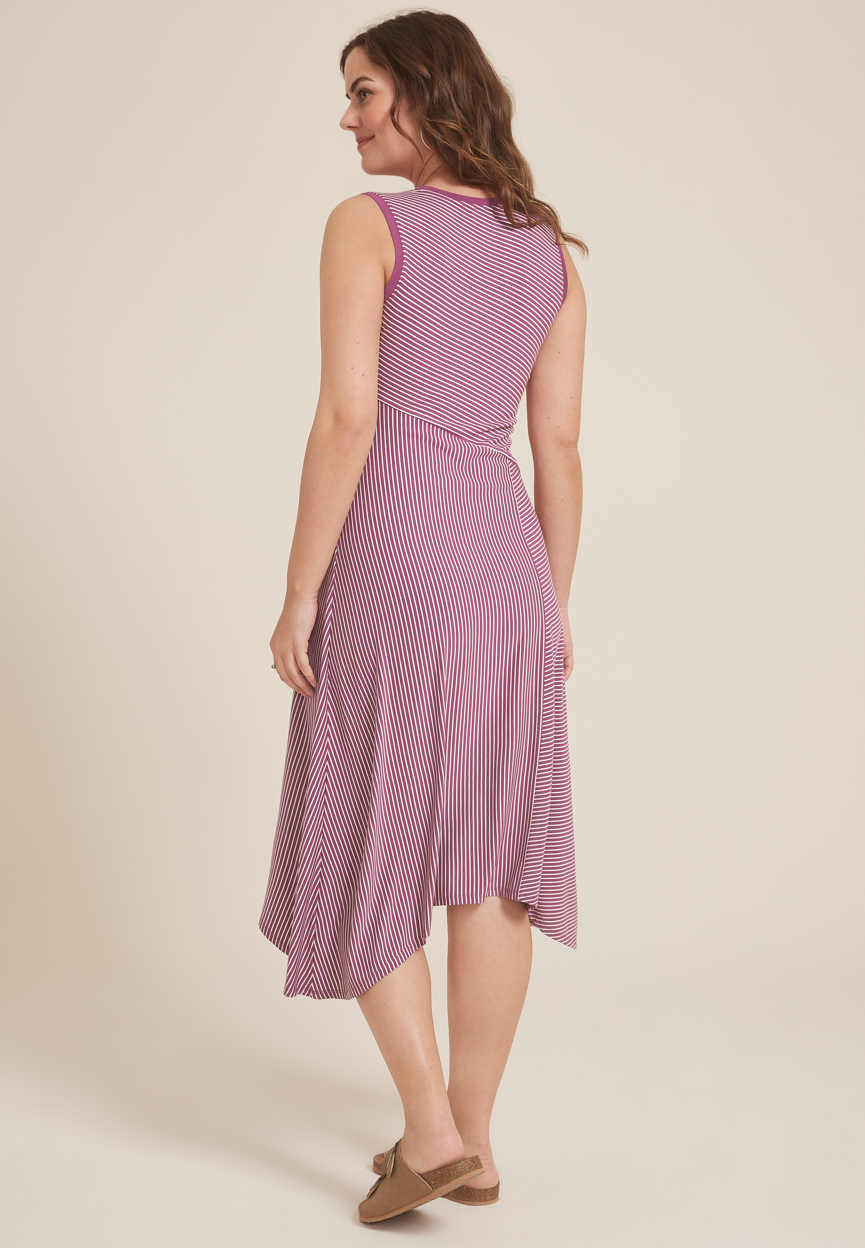 24/7 Bare Asymmetrical Striped Midi Dress, C4304, large