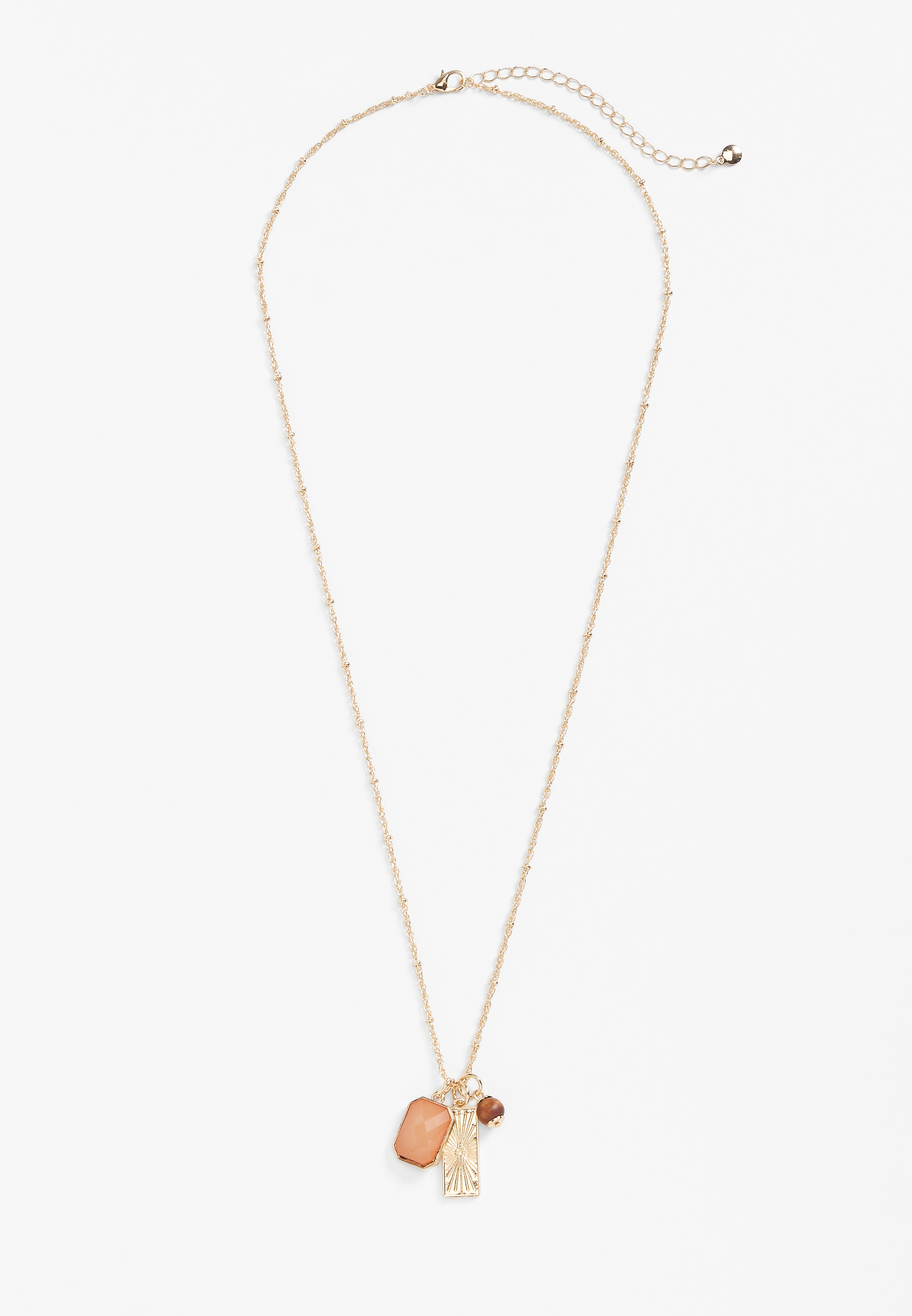 Sunburst Rectangle Cluster Pendant Necklace, GOLD, large