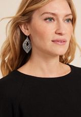 Silver Filigree Teardrop Earrings, C431, small