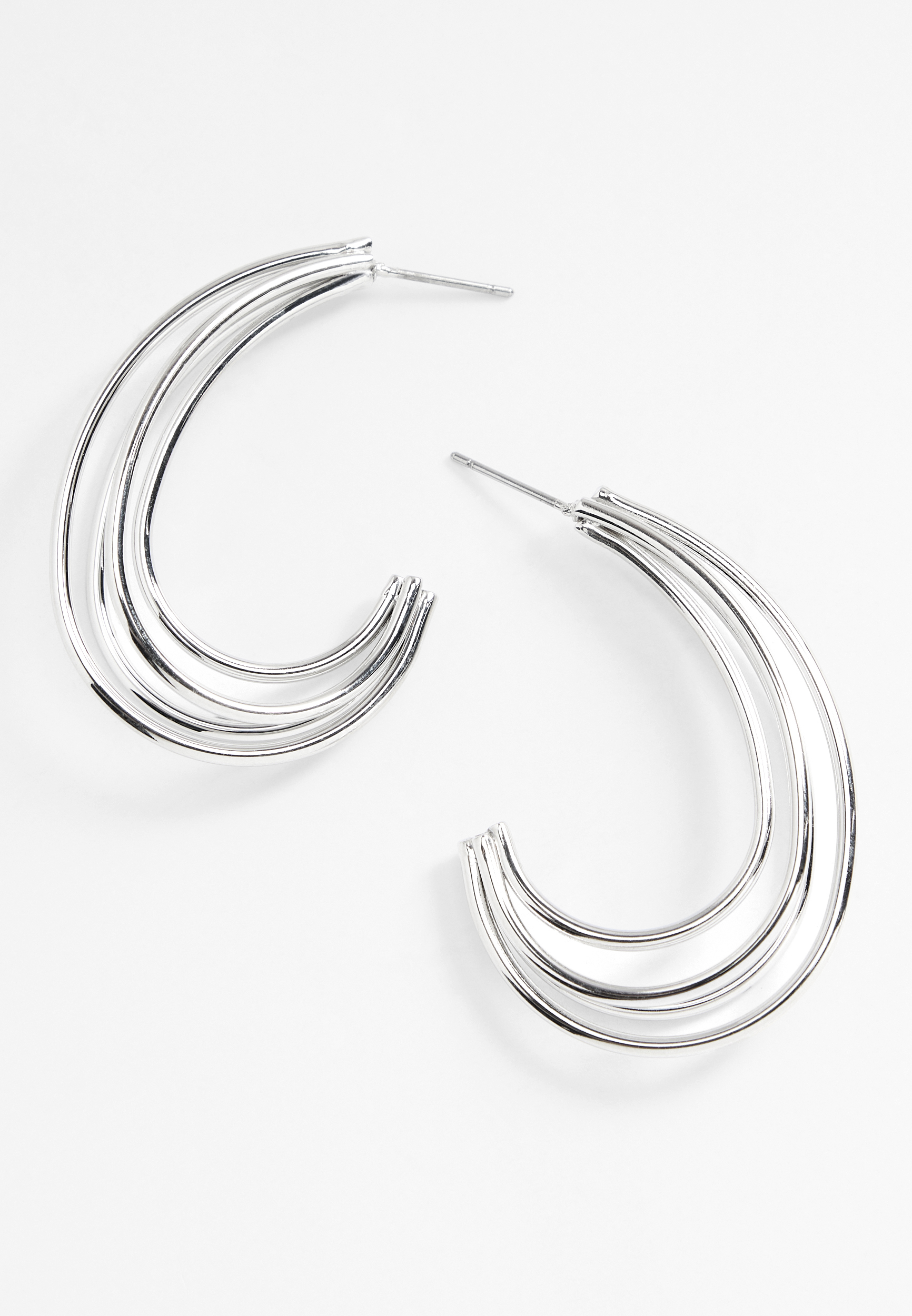 Silver J Hoop Earrings