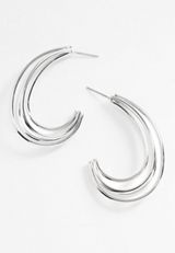 Silver J Hoop Earrings, , small