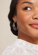 Silver J Hoop Earrings, , small