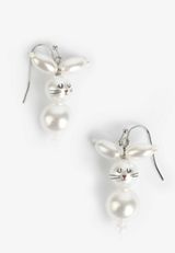 Pearl Bunny Drop Earrings, C223, small
