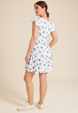 24/7 Flutter Sleeve Floral Babydoll Dress, C3986, small