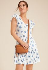 24/7 Flutter Sleeve Floral Babydoll Dress, C3986, small