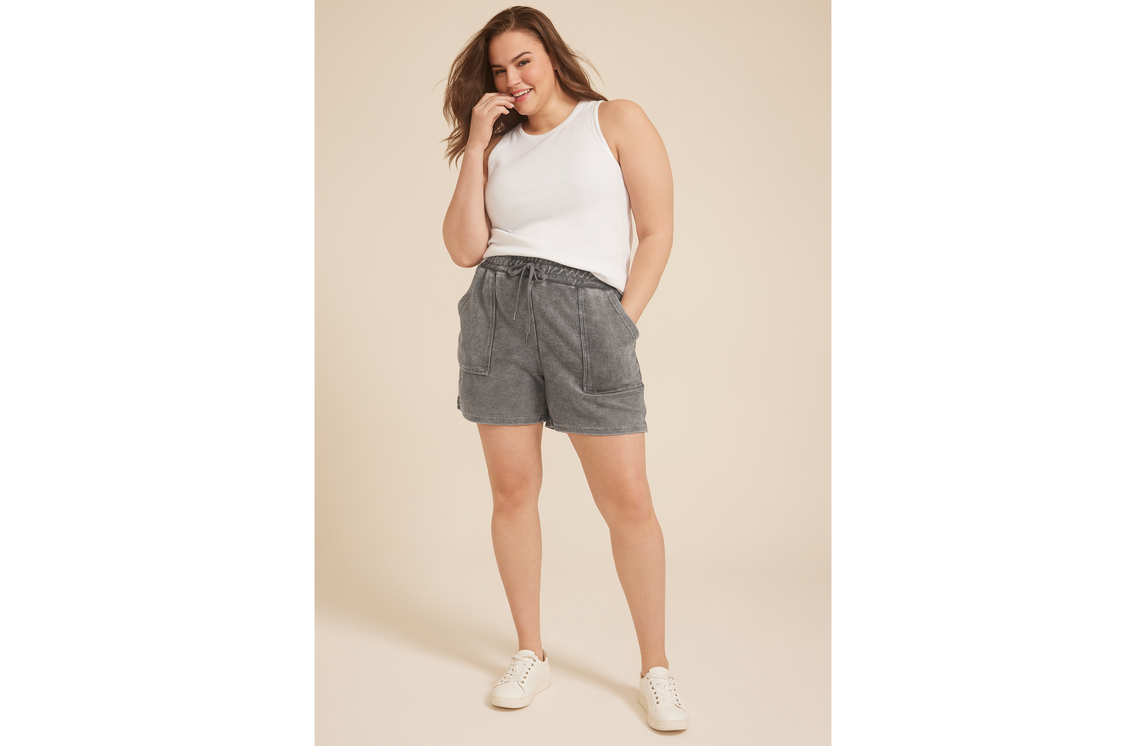 Plus Corded Ribbed High Rise 5in Short