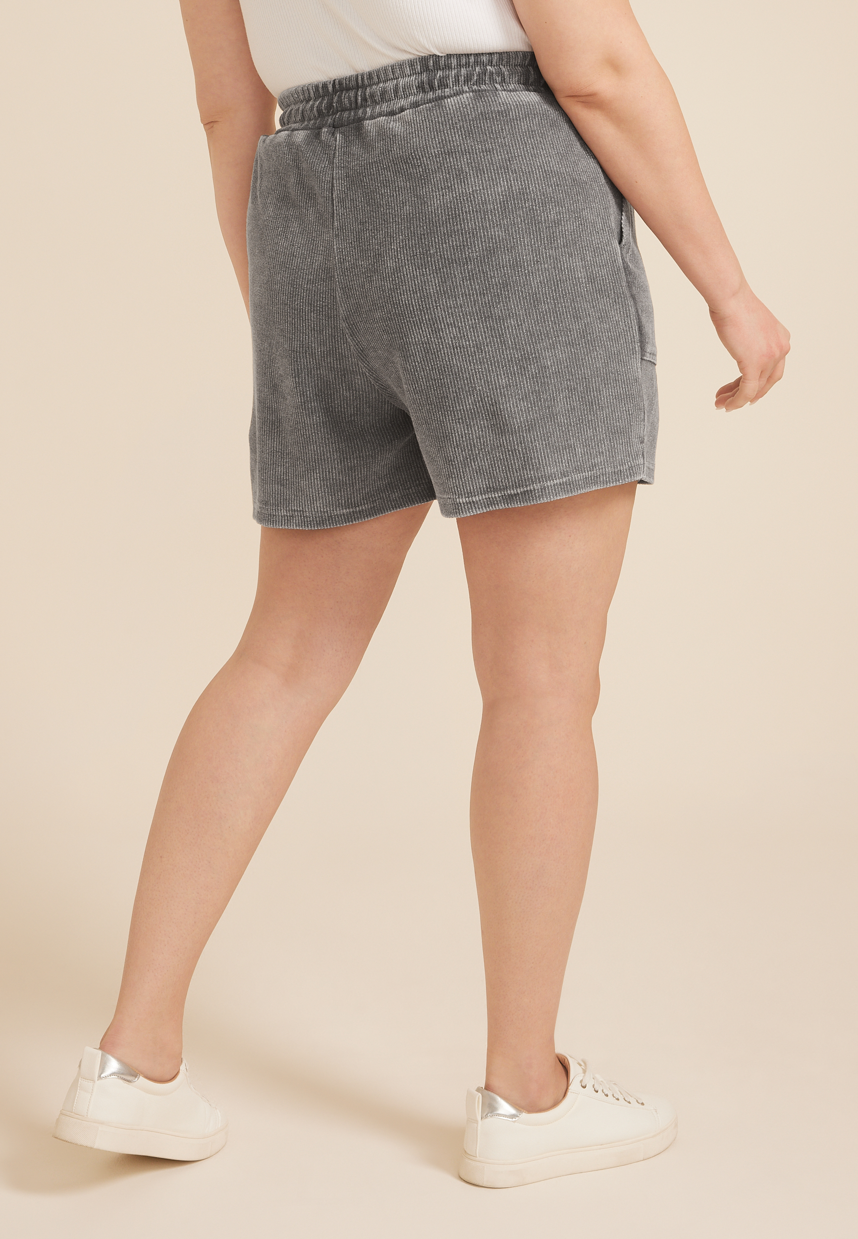 Plus Size Corded Ribbed High Rise 5in Short, C125, large