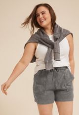 Plus Size Corded Ribbed High Rise 5in Short, C125, small