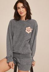 Corded Floral Crew Neck Sweatshirt, C125, small