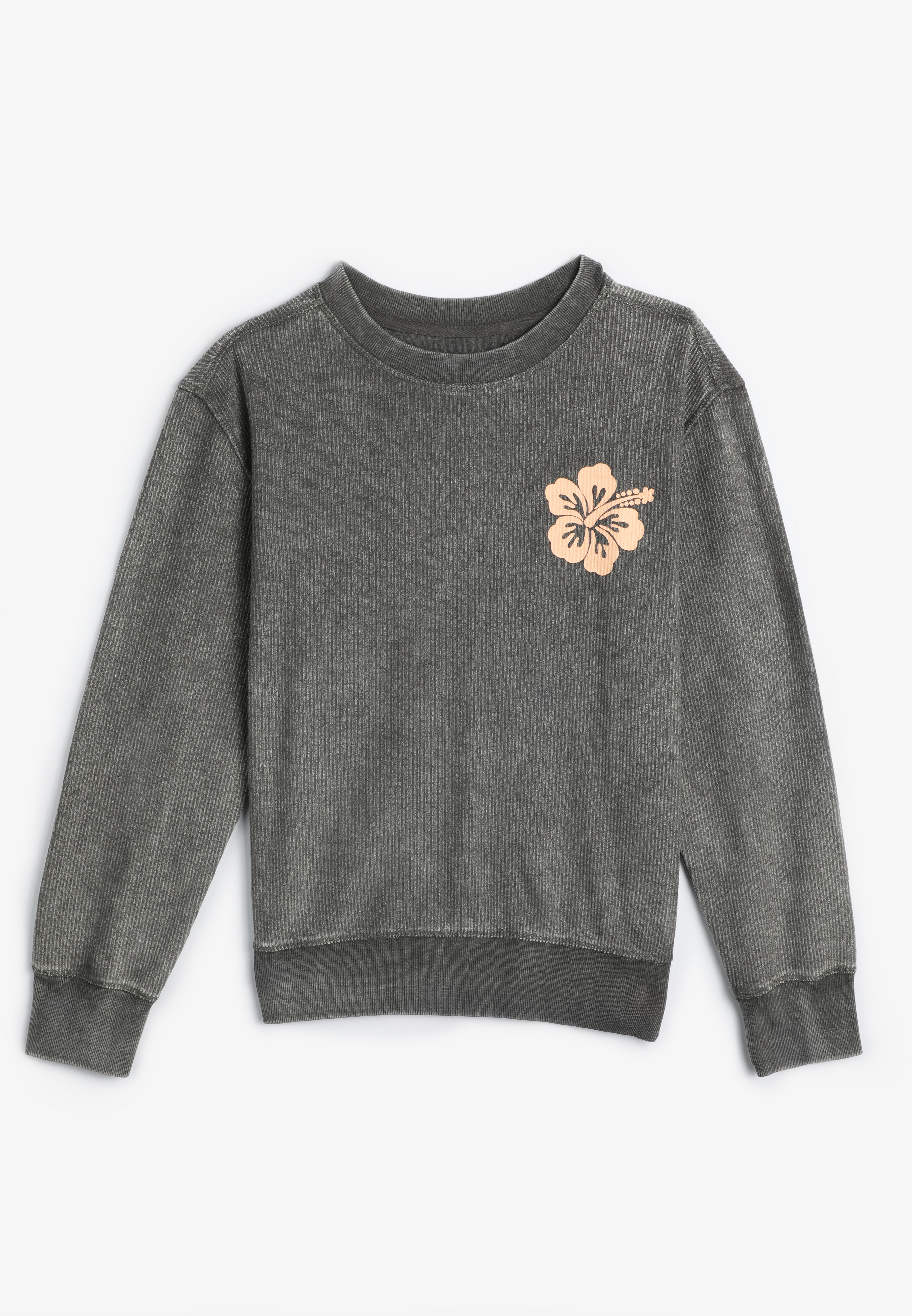 Corded Floral Crew Neck Sweatshirt, C125, large