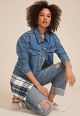 Denim Plaid Shacket, C3337, small