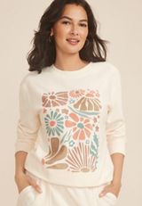 Corded Floral Crew Neck Sweatshirt, C2789, small