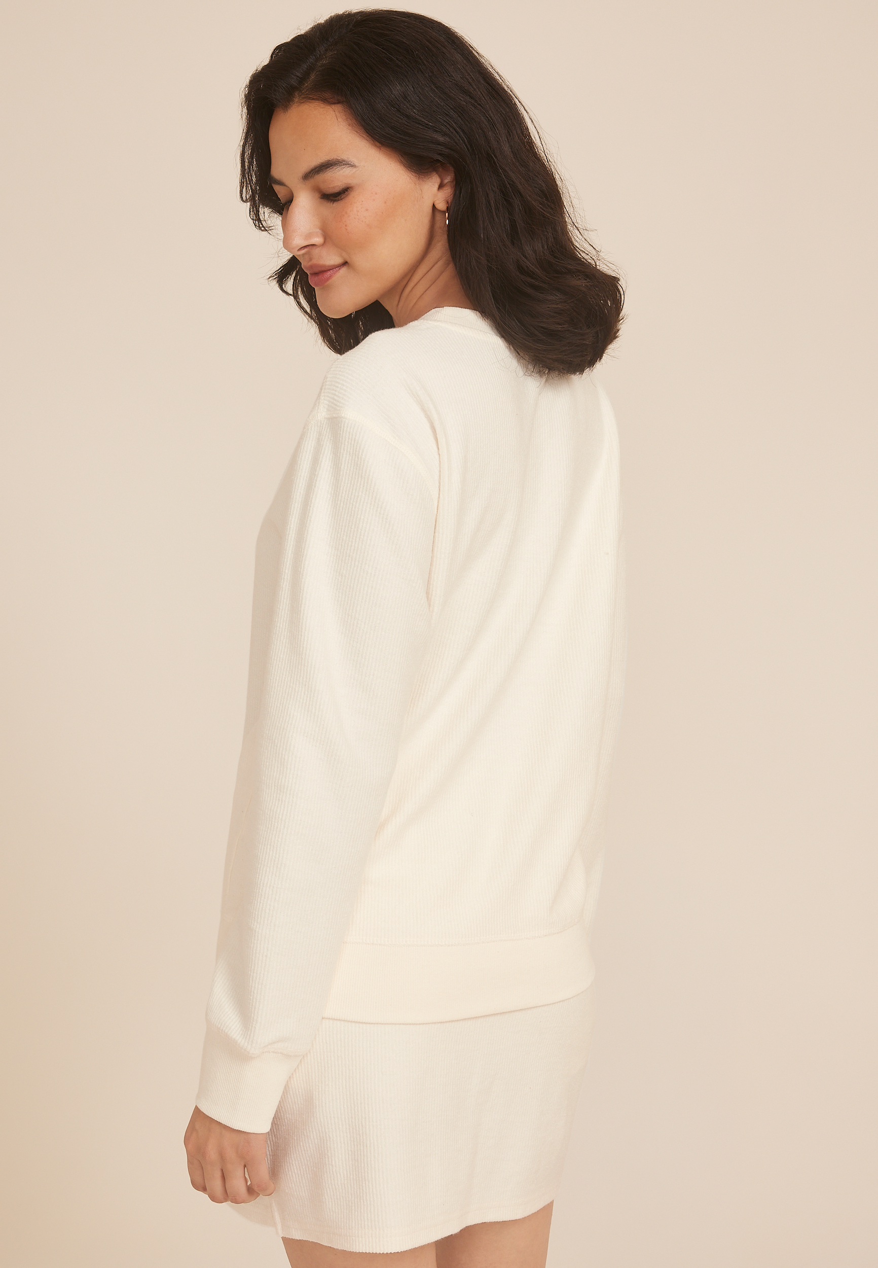 Corded Floral Crew Neck Sweatshirt, C2789, large