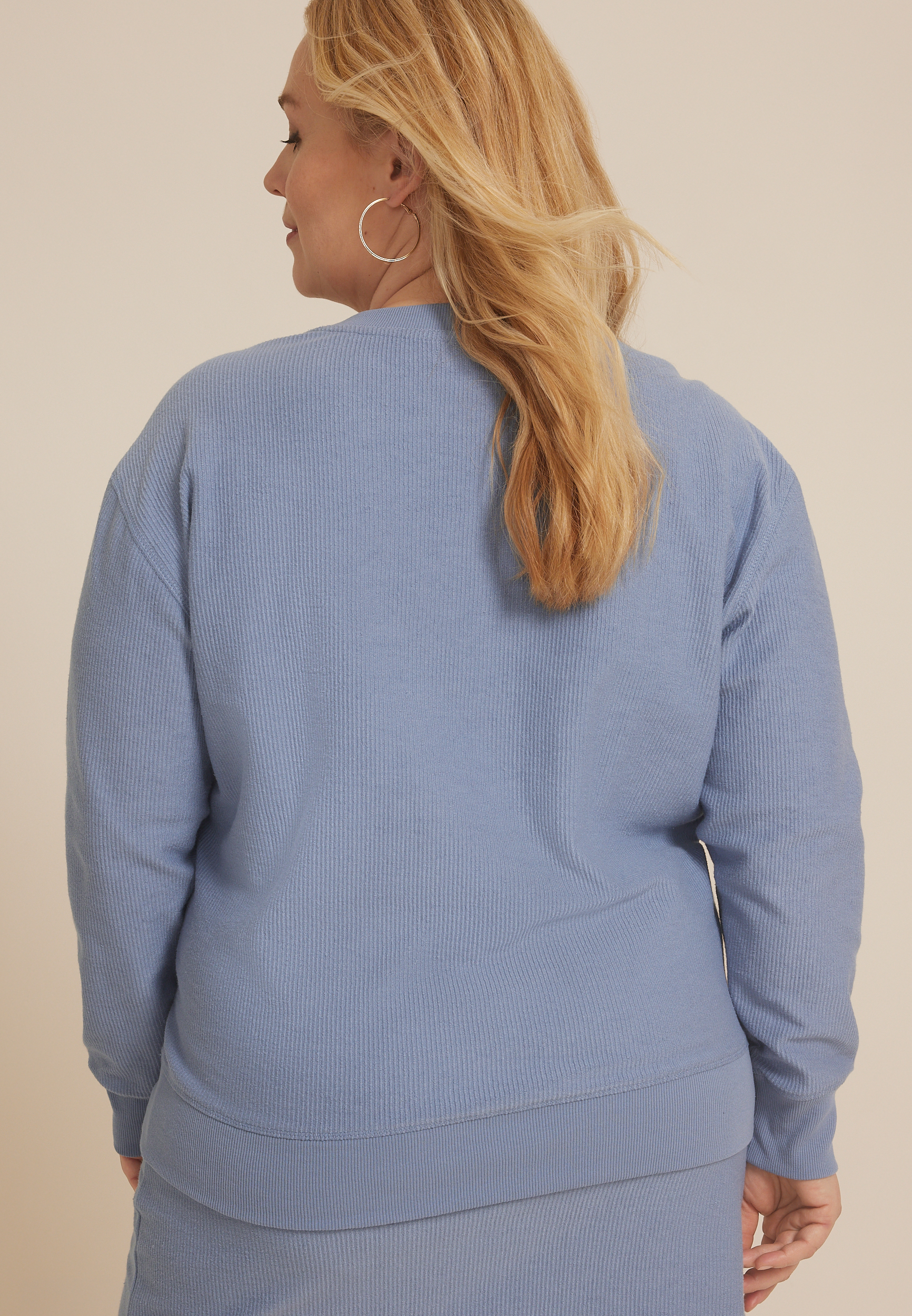 Plus Size Corded Lake Life Crew Neck Sweatshirt, C4656, large