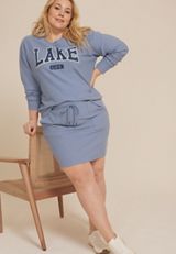 Plus Size Corded Lake Life Crew Neck Sweatshirt, C4656, small