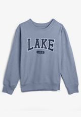 Plus Size Corded Lake Life Crew Neck Sweatshirt, C4656, small