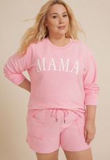 Plus Size Corded Mama Crew Neck Sweatshirt, C283, small