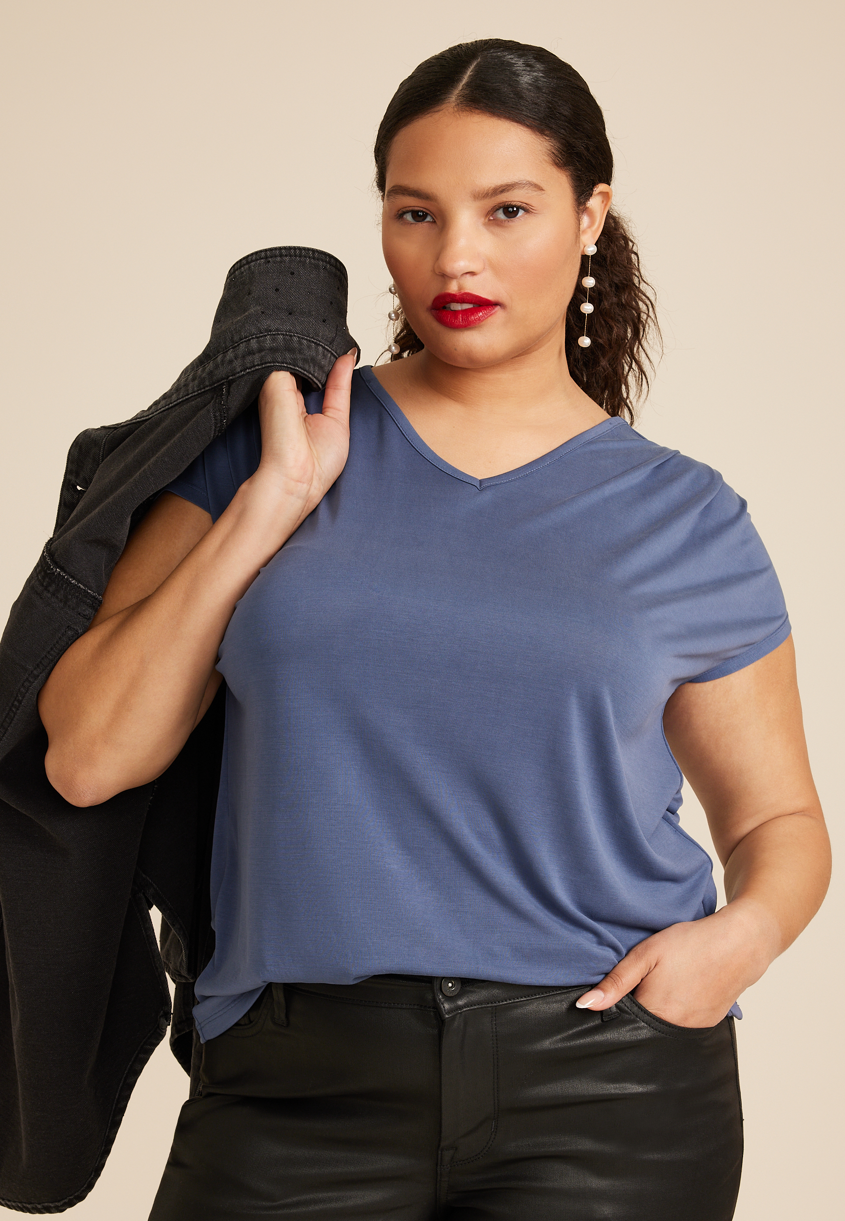 Plus Size 24/7 Fairhaven Pleated Tee, C1149, large