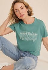 Wildflower Embroidered Classic Fit Graphic Tee, C531, small