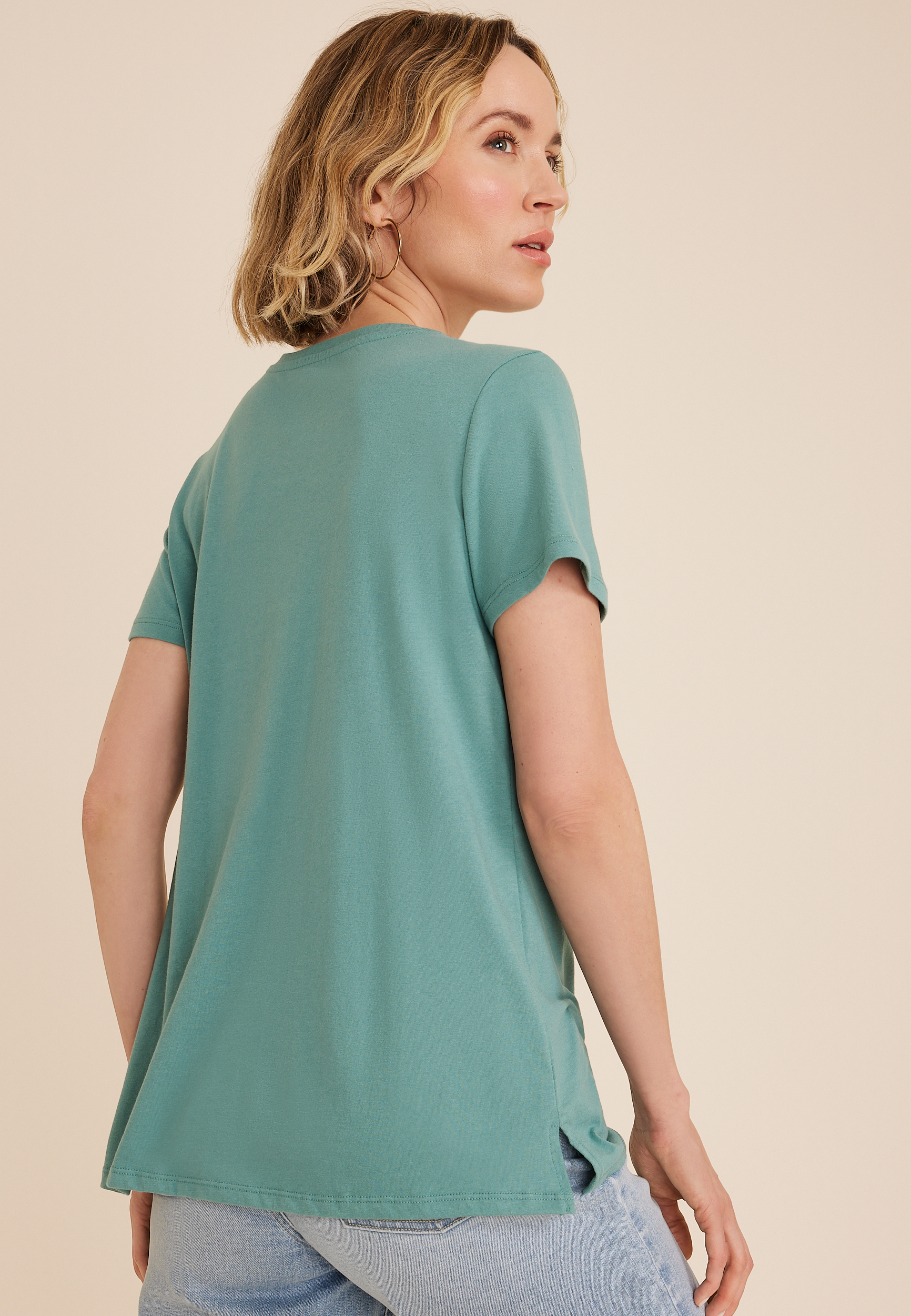 Wildflower Embroidered Classic Fit Graphic Tee, C531, large