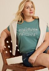 Plus Size Wildflower Embroidered Classic Fit Graphic Tee, C531, small