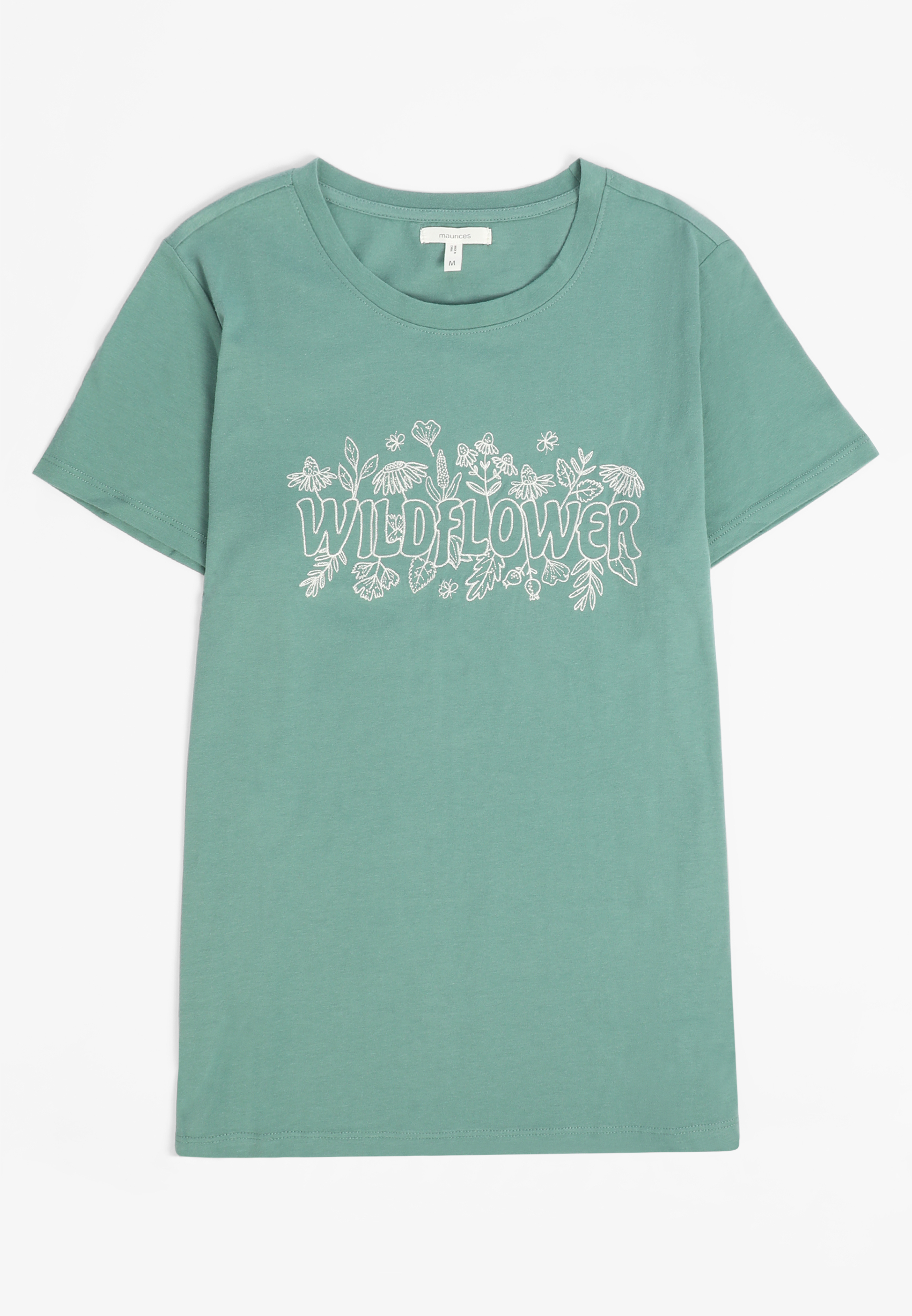 Plus Size Wildflower Embroidered Classic Fit Graphic Tee, C531, large