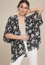Black Multi Floral Kimono, C1756, small