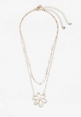 Wire Floral Double Layered Necklace, , small