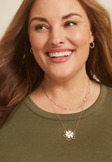 Wire Floral Double Layered Necklace, , small