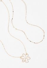 Wire Floral Double Layered Necklace, , small