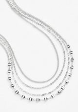 Silver Multi Chain Layered Necklace, , small
