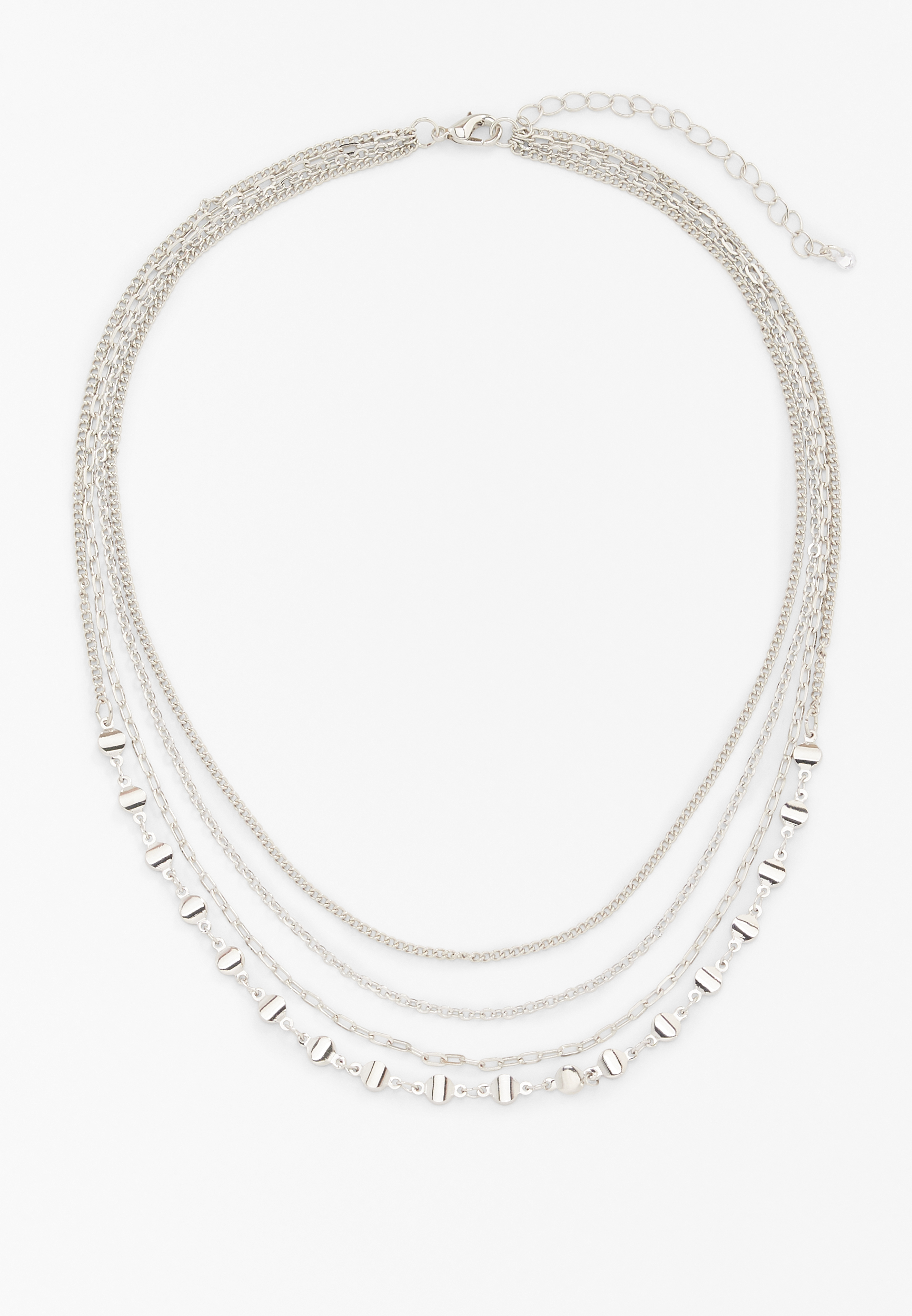 Silver Multi Chain Layered Necklace, , large