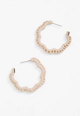 Raffia Wrapped Wavy Hoop Earrings, , small